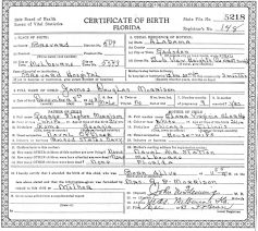 Jim Morrison's Birth Certificate 1943