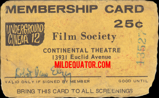 Ray Manzarek - Evergreen - Underground Cinema 12 Membership Card