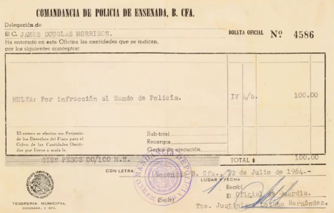 Jim Morrison Ensenada Fine Payment