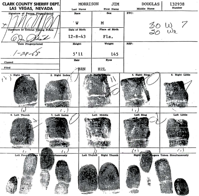 Jim Morrison Las Vegas Fingerprints