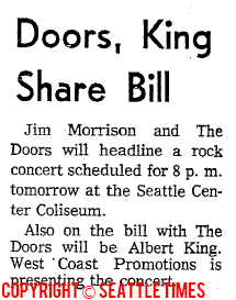 The Doors - Seattle Center Coliseum 1970 - Article