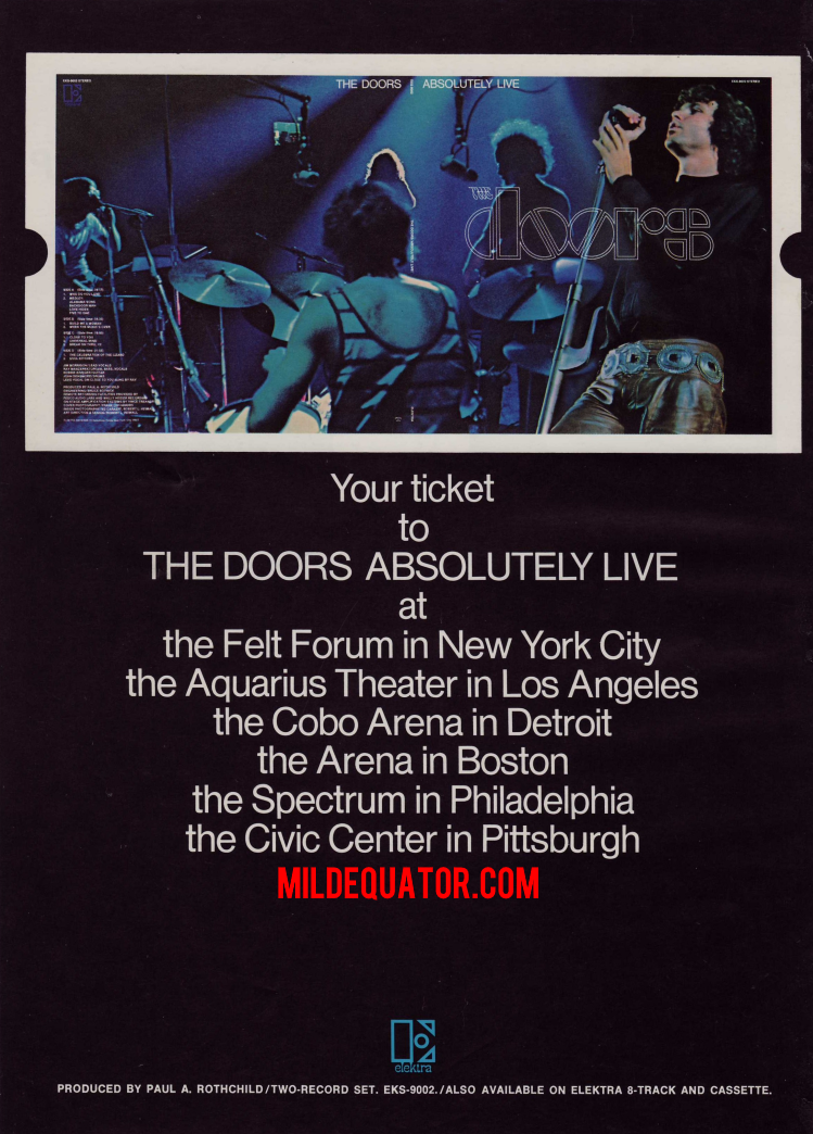 The Doors - Absolutely Live! Promo Ad 1970