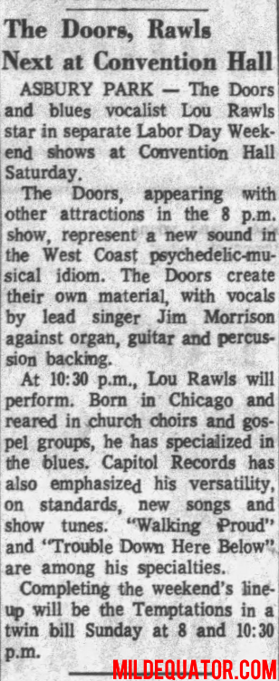 The Doors - Asbury Park 1967 - Article