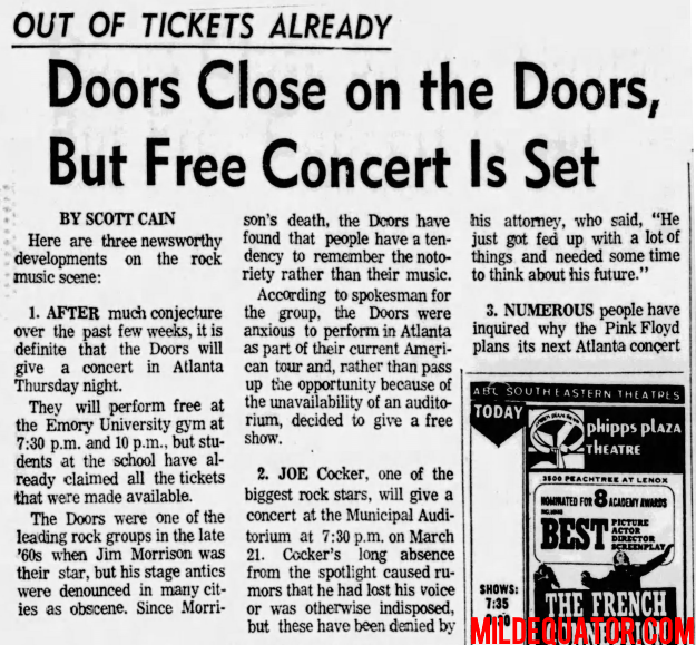 The Doors - Atlanta 1972 - Article