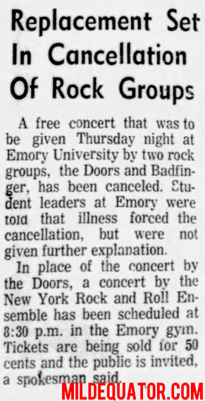The Doors - Atlanta 1972 - Article