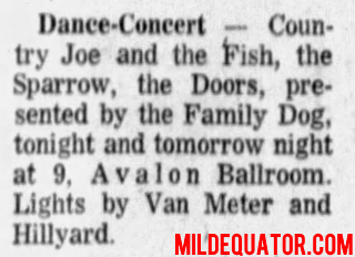 The Doors - Avalon Ballroom March 1967 - Type Ad