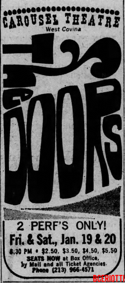 The Doors - Carousel Theatre 1968 - Print Ad