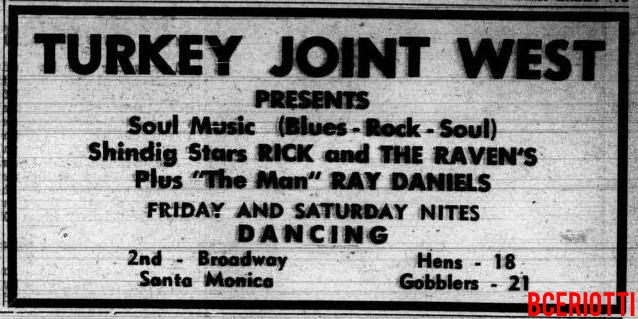 The Doors / Rick & The Ravens - Turkey Joint West 1965 - Print Ad