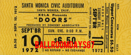 The Doors - Santa Monica Civic Auditorium 1972 - Ticket