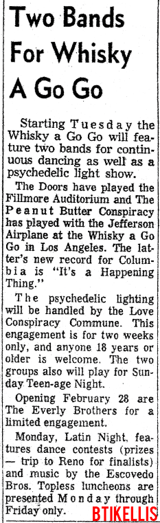 The Doors - Whisky A Go Go - San Francisco 1967 - Article