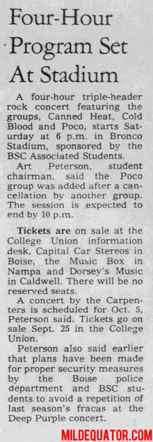 The Doors - Bronco Stadium 1972 - Article