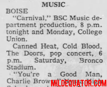 The Doors - Bronco Stadium 1972 - Type Ad