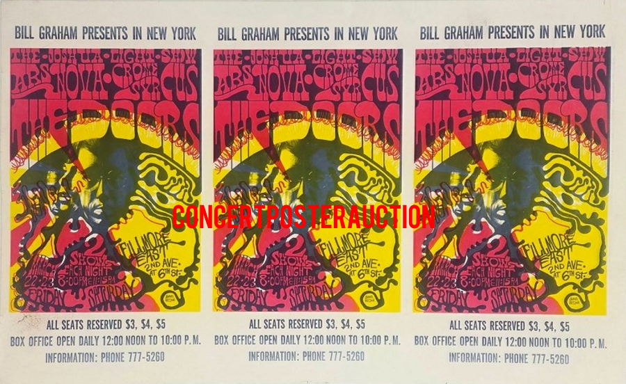 The Doors - Fillmore East 1968 - Handbill Uncut Sheet