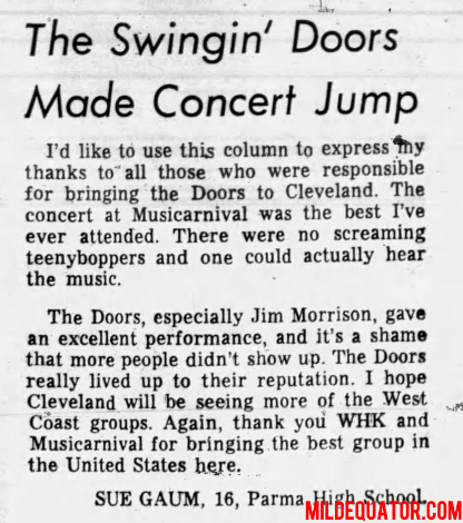 Cleveland 1967 - Letter To The Editor