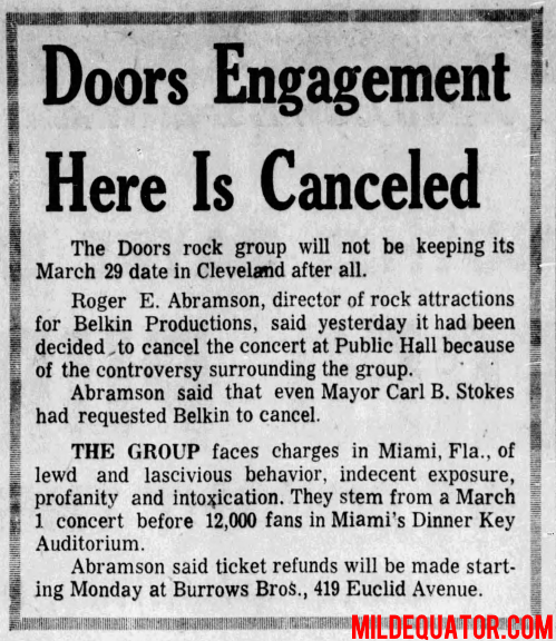 Cleveland 1969 - Cancelled - Article