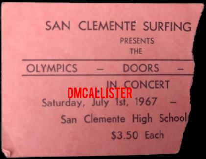 The Doors - San Clemente 1967 - Ticket