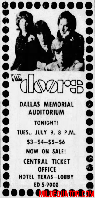 The Doors - Dallas Memorial Auditorium 1968 - Print Ad