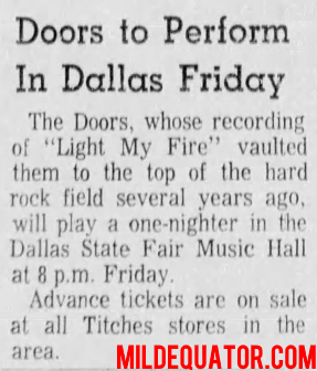 The Doors - Dallas 1970 - Article