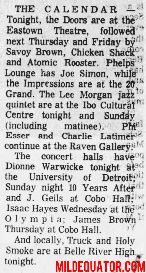 The Doors - Detroit 1971 - Article