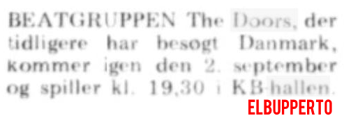 The Doors - Copenhagen 1970 - Article