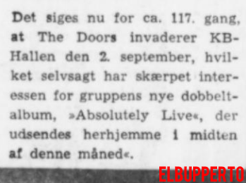 The Doors - Copenhagen 1970 - Article