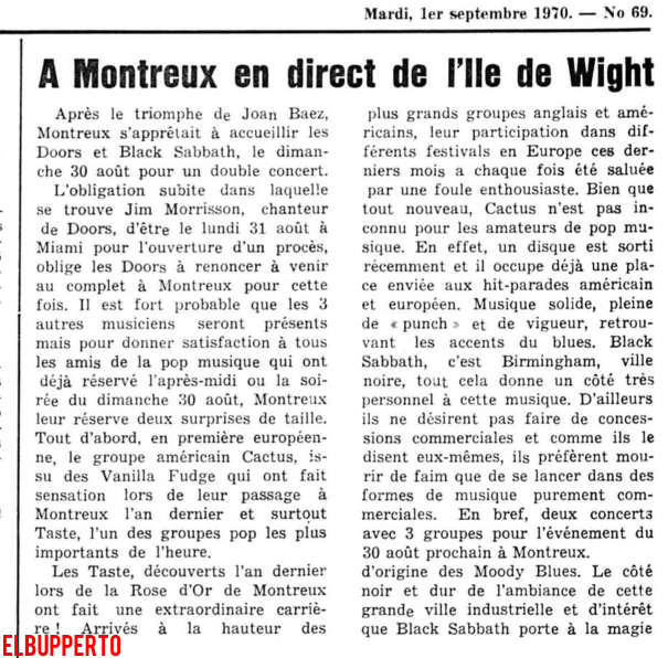 The Doors - Montreux 1970 - Article