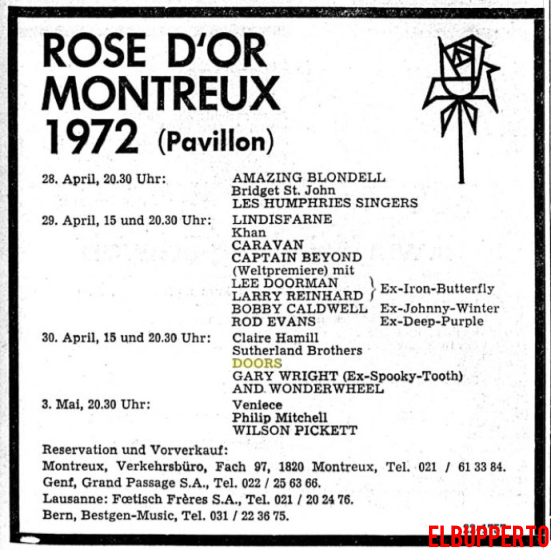 The Doors - Montreux 1972 - Print Ad