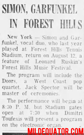 The Doors - Forest Hills Tennis Stadium 1967 - Article