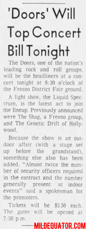 The Doors - Fresno 1968 - Article