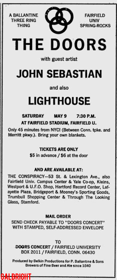 The Doors - Fairfield University Stadium 1970 - Print Ad