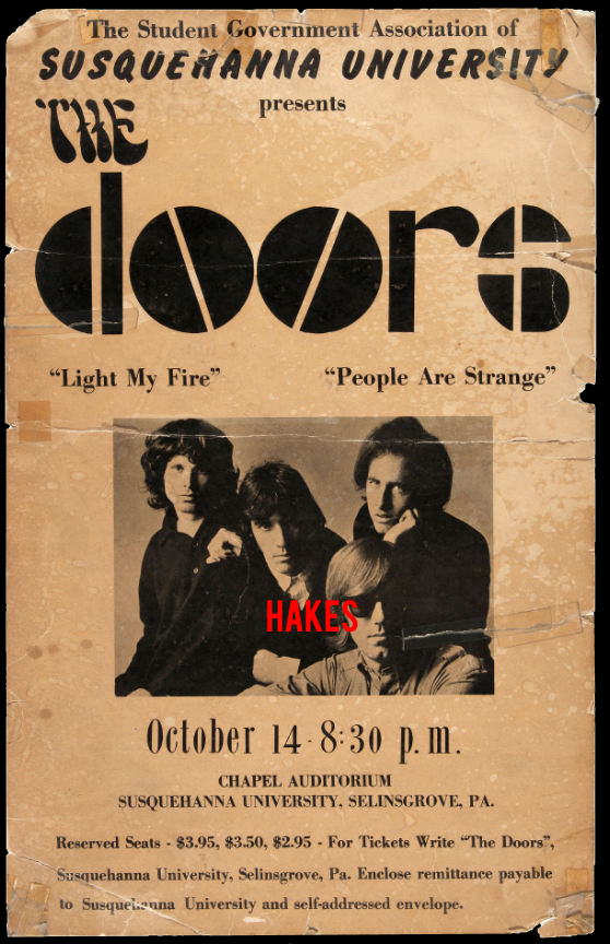 The Doors - Susquehanna University 1967 - Poster