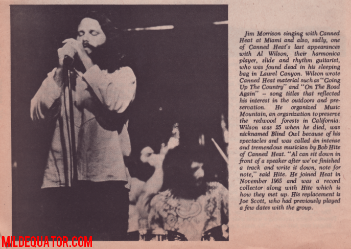 Jim Morrison and Canned Heat - The Hump 1970 - Magazine Article