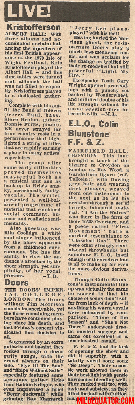 The Doors - Imperial College 1972 - Review