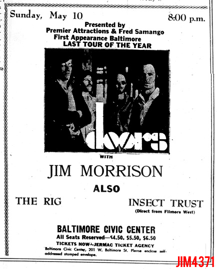 The Doors Baltimore Civic Center - Print Ad