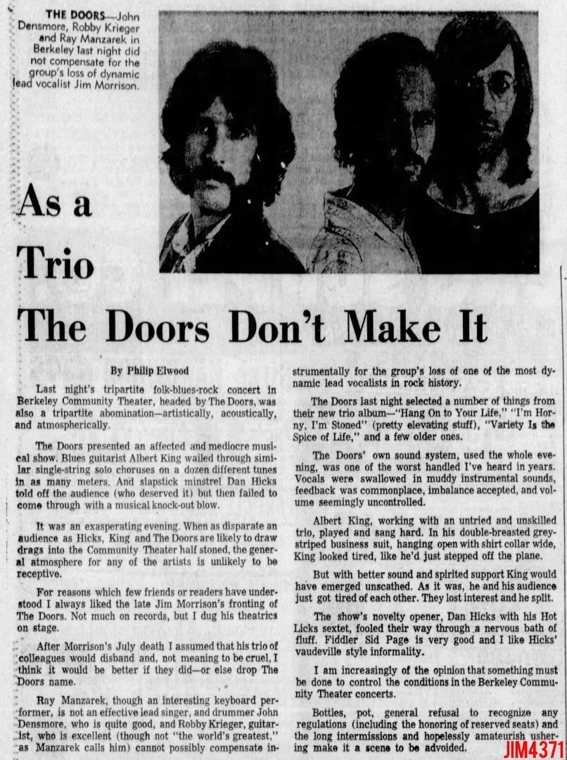 The Doors - Berkeley 1971 - Review