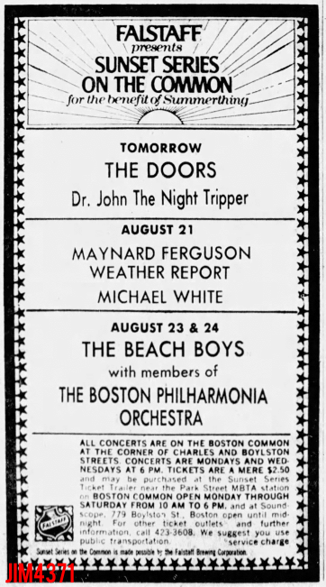 The Doors - Boston Common 1972 - Print Ad