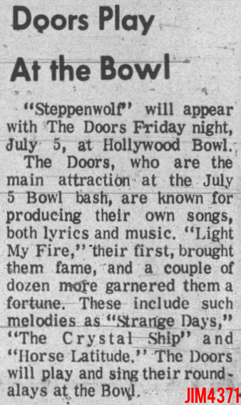 Hollywood Bowl 1968 - Article