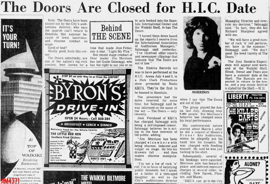 The Doors - Honolulu 1969 - Article