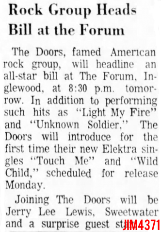 The Doors - L.A. Forum 1968 - Article