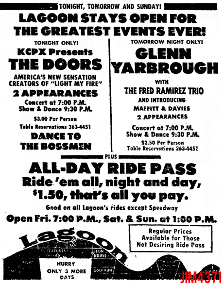 The Doors - Lagoon 1967 - Print Ad