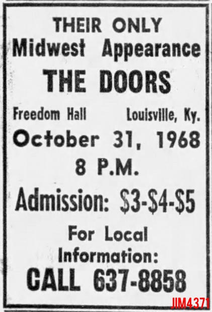 The Doors - Louisville 1968 - Print Ad