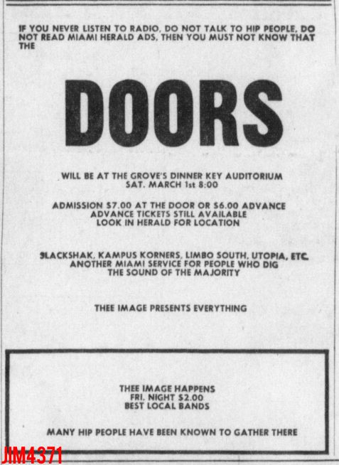 The Doors - Miami 1969 - Print Ad