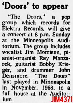 The Doors - Minneapolis 1969 - Article