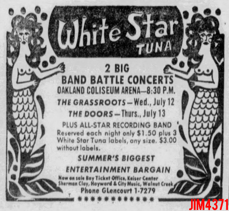 The Doors - Oakland Civic Auditorium 1967 - Print Ad