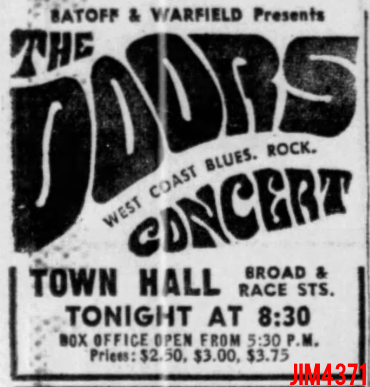 The Doors - Philadelphia Town Hall - Print Ad