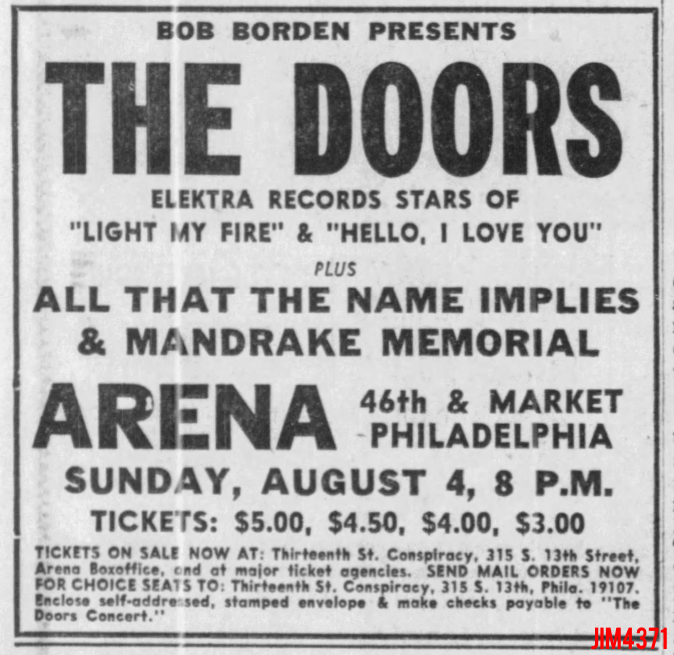 The Doors - Philadelphia 1968 - Print Ad