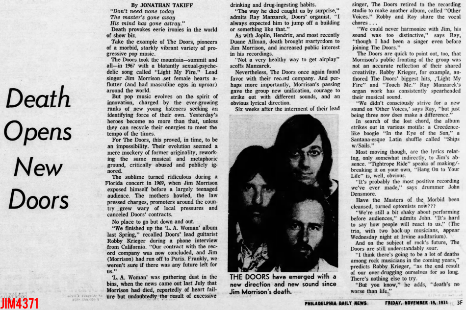 The Doors - Philadelphia 1971 - Interview