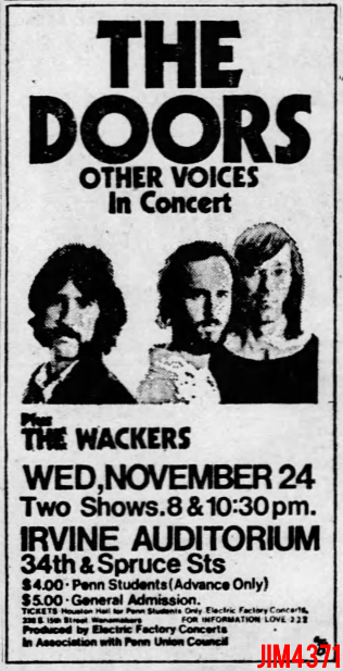 The Doors - Irvine Auditorium 1971 - Print Ad