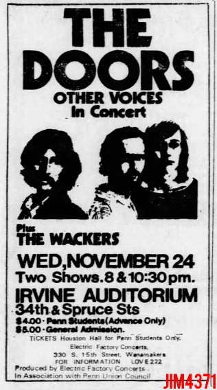 The Doors - Irvine Auditorium 1971 - Print Ad