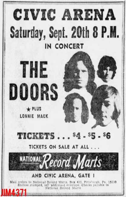 The Doors - Pittsburgh Civic Arena - Print Ad